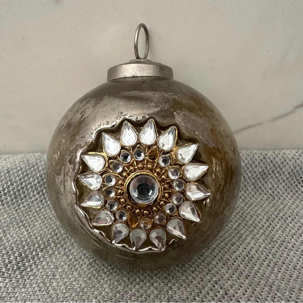 Pottery Barn Set of Two Vintage-Inspired Mercury Glass Holiday Ornaments
